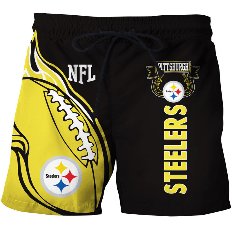 Fashion Pittsburgh Steelers NFL Logo Team Workout Training Shorts