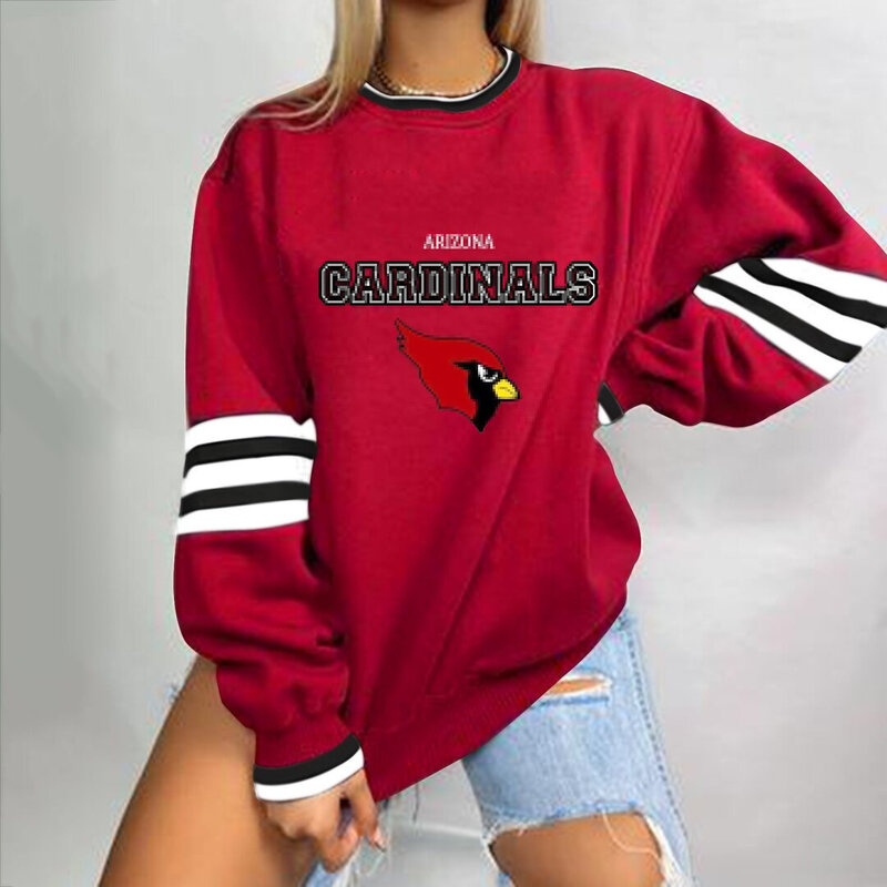 NFL Team Logo Arizona Cardinals 3D graphic pullover sweatshirt For Women Long Sleeve