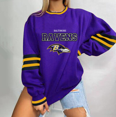 NFL Team Logo Baltimore Ravens 3D graphic pullover sweatshirt For Women Long Sleeve