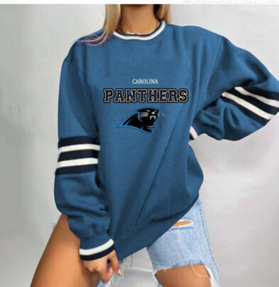 NFL Team Logo Carolina Panthers 3D graphic pullover sweatshirt For Women Long Sleeve