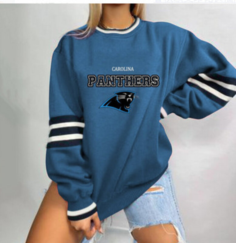 NFL Team Logo Carolina Panthers 3D graphic pullover sweatshirt For Women Long Sleeve