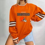 NFL Team Logo Cleveland Browns 3D graphic pullover sweatshirt For Women Long Sleeve