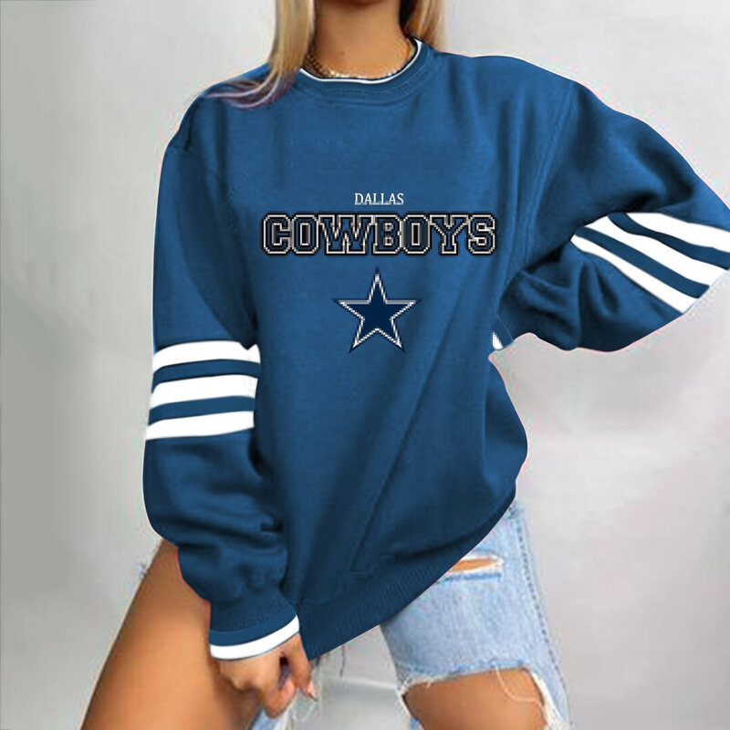 NFL Team Logo Dallas Cowboys 3D graphic pullover sweatshirt For Women Long Sleeve