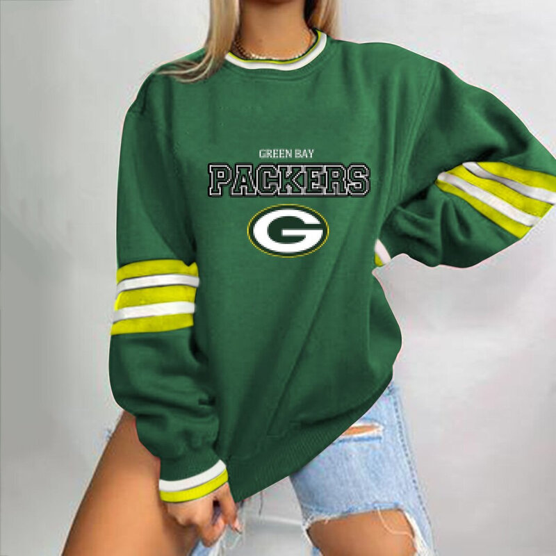 NFL Team Logo Green Bay Packer 3D graphic pullover sweatshirt For Women Long Sleeve