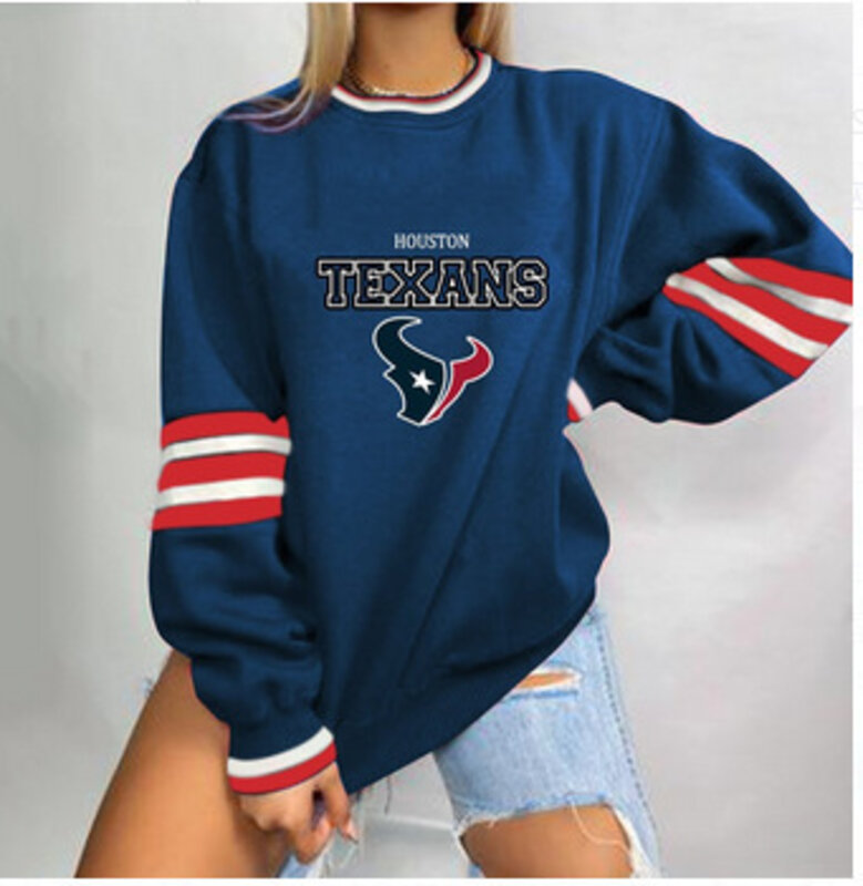 NFL Team Logo Houston Texans 3D graphic pullover sweatshirt For Women Long Sleeve