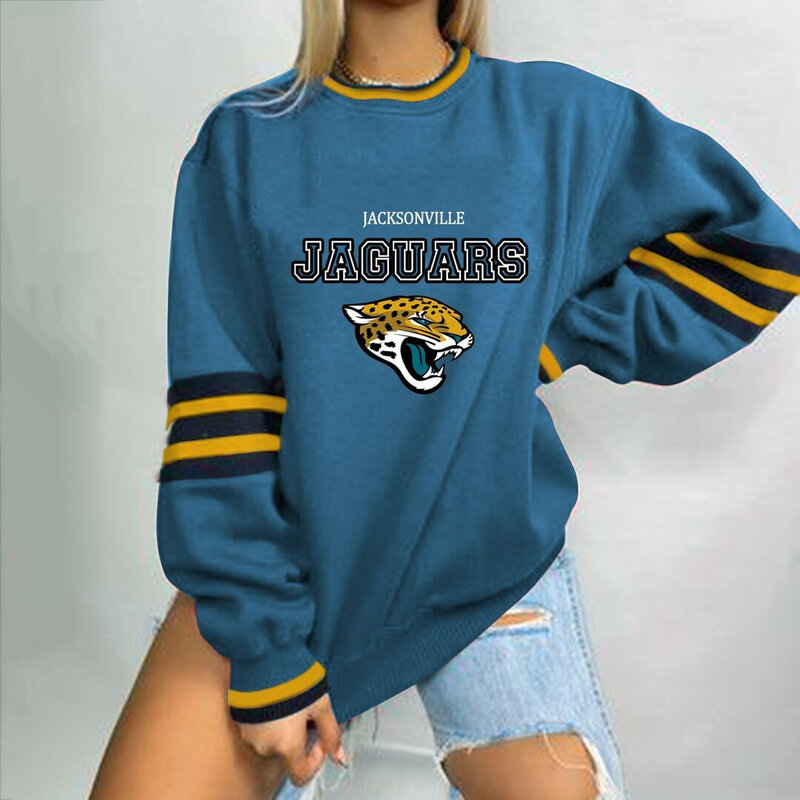 NFL Team Logo Jacksonville Jaguars 3D graphic pullover sweatshirt For Women Long Sleeve