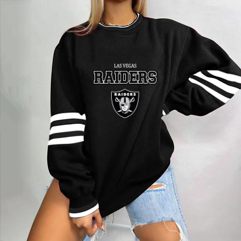 NFL Team Logo Las Vegas Raiders 3D graphic pullover sweatshirt For Women Long Sleeve
