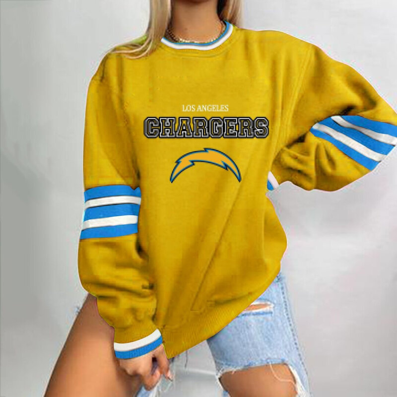 NFL Team Logo Los Angeles Chargers 3D graphic pullover sweatshirt For Women Long Sleeve