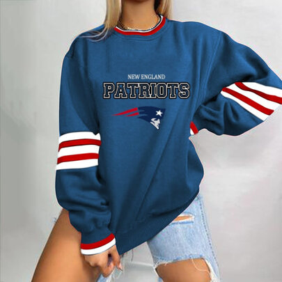 NFL Team Logo New England Patriots 3D graphic pullover sweatshirt For Women Long Sleeve