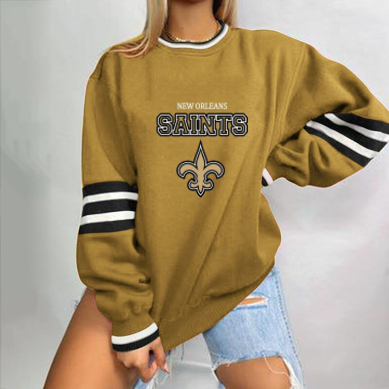 NFL Team Logo New Orleans Saints 3D graphic pullover sweatshirt For Women Long Sleeve