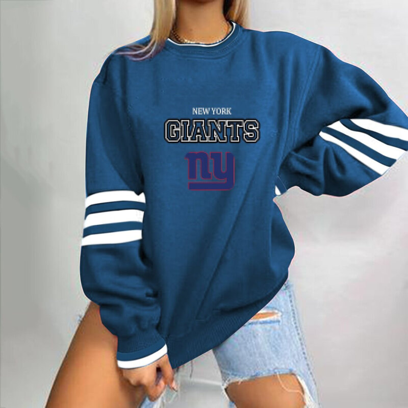 NFL Team Logo New York Giants 3D graphic pullover sweatshirt For Women Long Sleeve