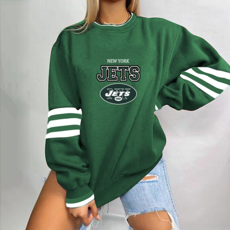 NFL Team Logo New York Jets 3D graphic pullover sweatshirt For Women Long Sleeve