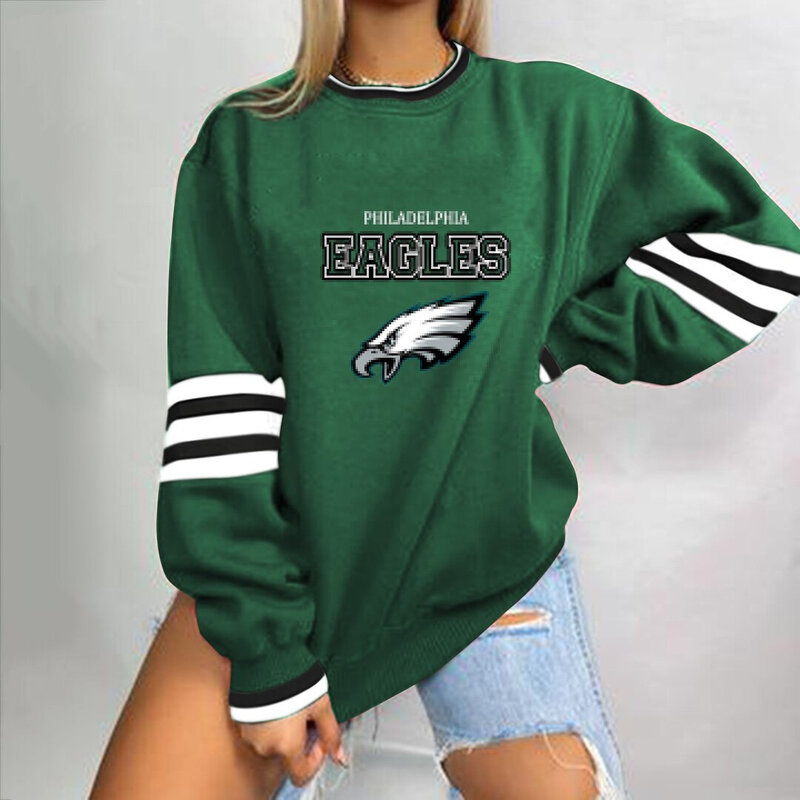 NFL Team Logo Philadelphia Eagles 3D graphic pullover sweatshirt For Women Long Sleeve