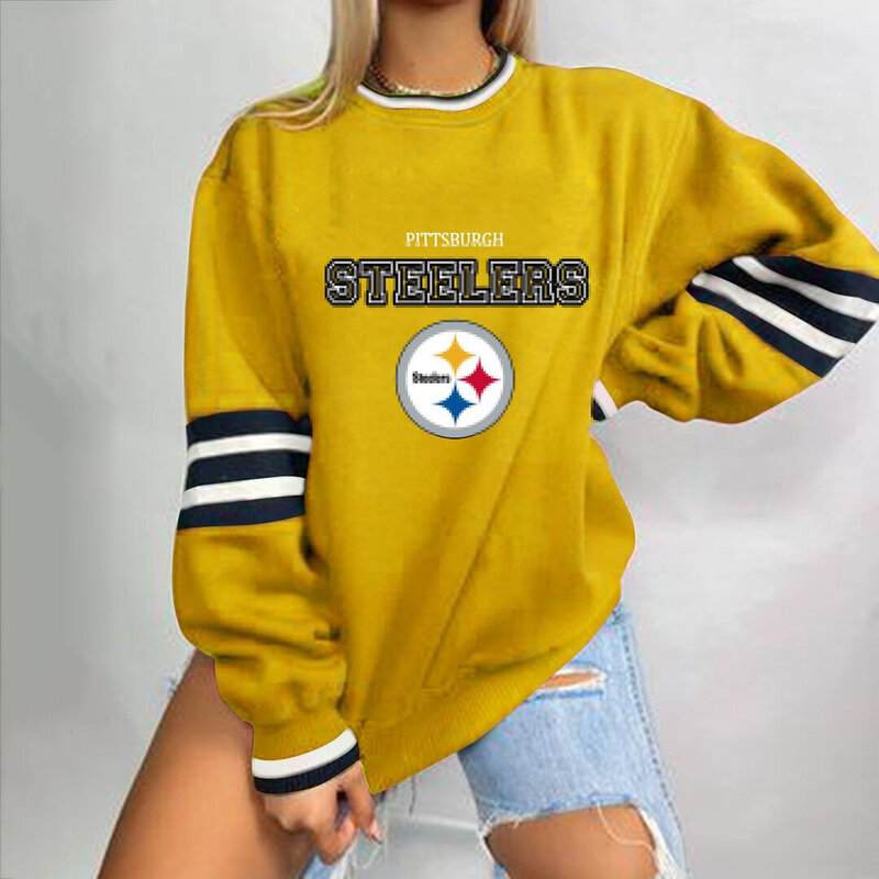 NFL Team Logo Pittsburgh Steelers 3D graphic pullover sweatshirt For Women Long Sleeve