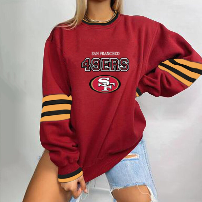 NFL Team Logo San Francisco 49ers 3D graphic pullover sweatshirt For Women Long Sleeve