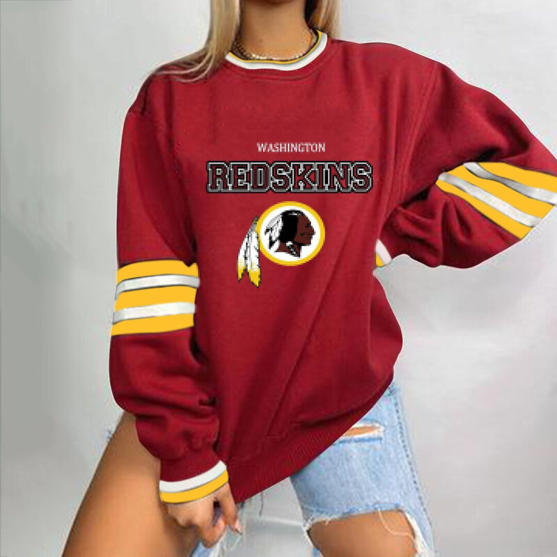 NFL Team Logo Washington Redskins 3D graphic pullover sweatshirt For Women Long Sleeve