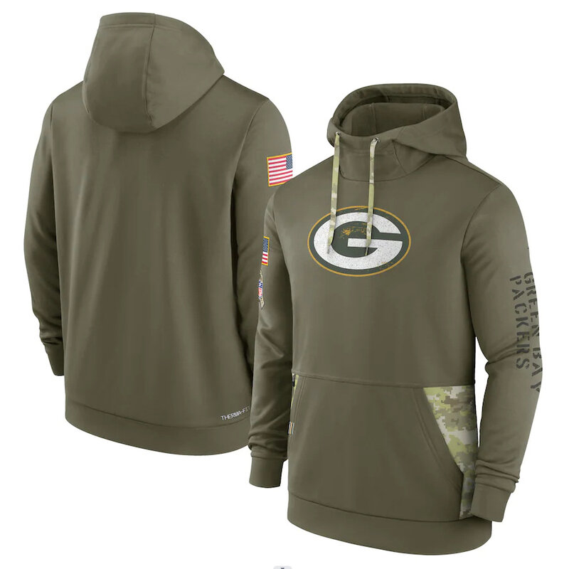 America National Football League NFL merchandise Army Green Bay Packers drawstring pullover Hoodie Arm Green