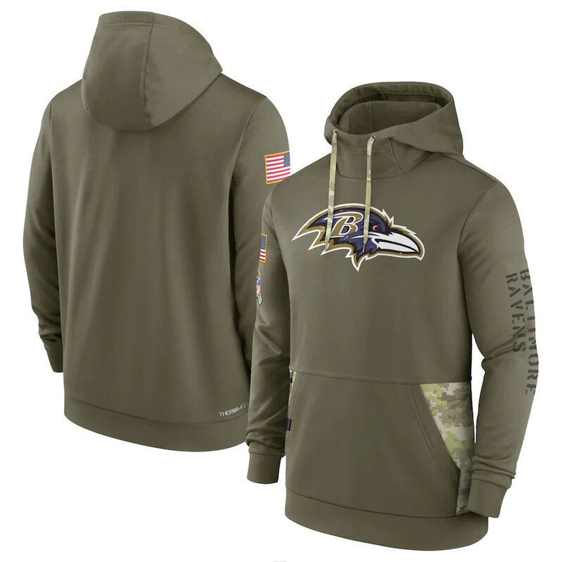 America National Football League NFL merchandise Baltimore Ravens drawstring pullover Hoodie Arm Green