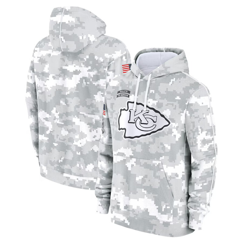 NFL Official licensed merchandise Kansas City Chiefs drawstring pullover Hoodie Camo Grey