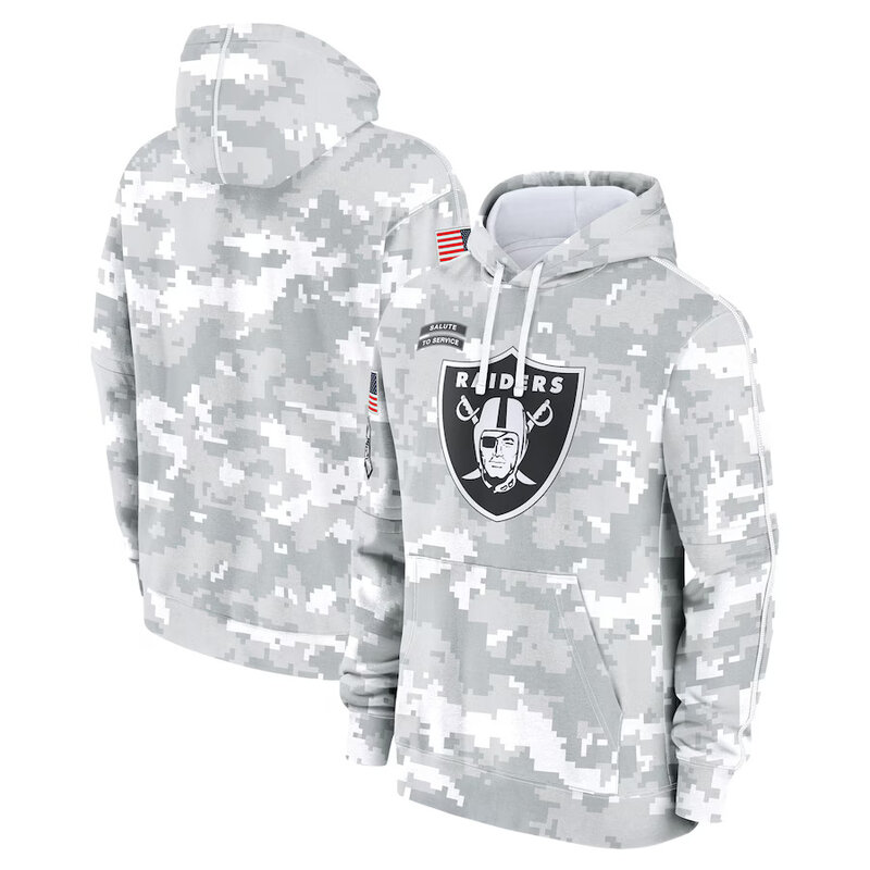 NFL Official licensed merchandise Las Vegas Raiders drawstring pullover Hoodie Camo Grey