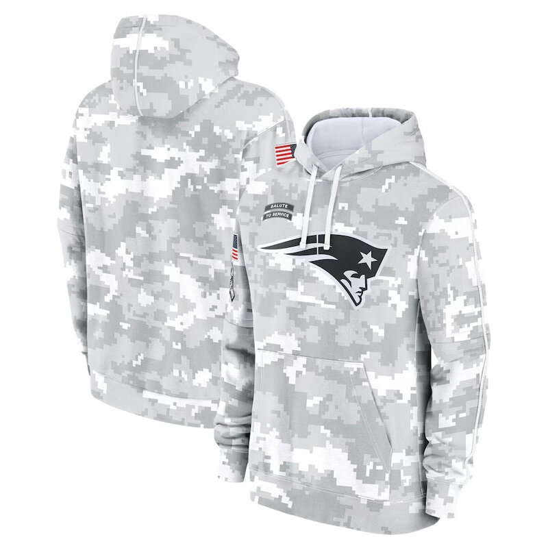 NFL Official licensed merchandise New England Patriots drawstring pullover Hoodie Camo Grey