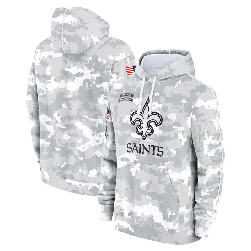 NFL Official licensed merchandise New Orleans Saints drawstring pullover Hoodie Camo Grey
