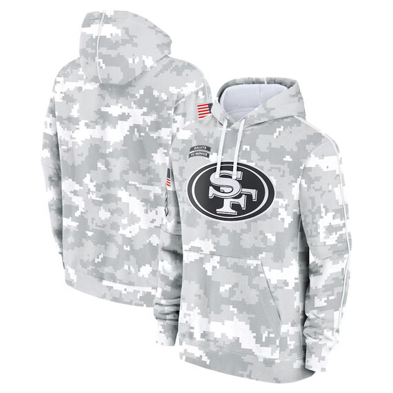 NFL Official licensed merchandise San Francisco 49ers drawstring pullover Hoodie Camo Grey