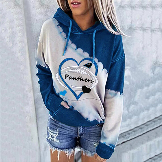 NFL Carolina Panthers Heart shape Long sleeve drawstring pullover hoodie for ladies