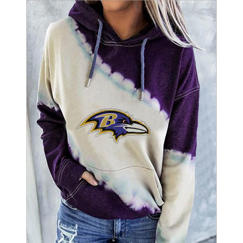 NFL Team logo NJBW NFL Jersey Baltimore Ravens Heart shape Long sleeve 3d print pullover hoodie for ladies
