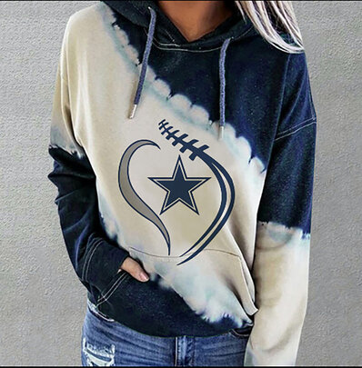 NFL Team logo NJBW NFL Jersey Dallas Cowboys Heart shape Long sleeve 3d print pullover hoodie for ladies