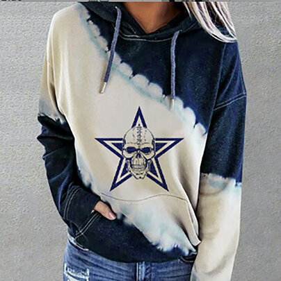NFL Team logo NJBW NFL Jersey Dallas Cowboys Skull Heart shape Long sleeve 3d print pullover hoodie for ladies
