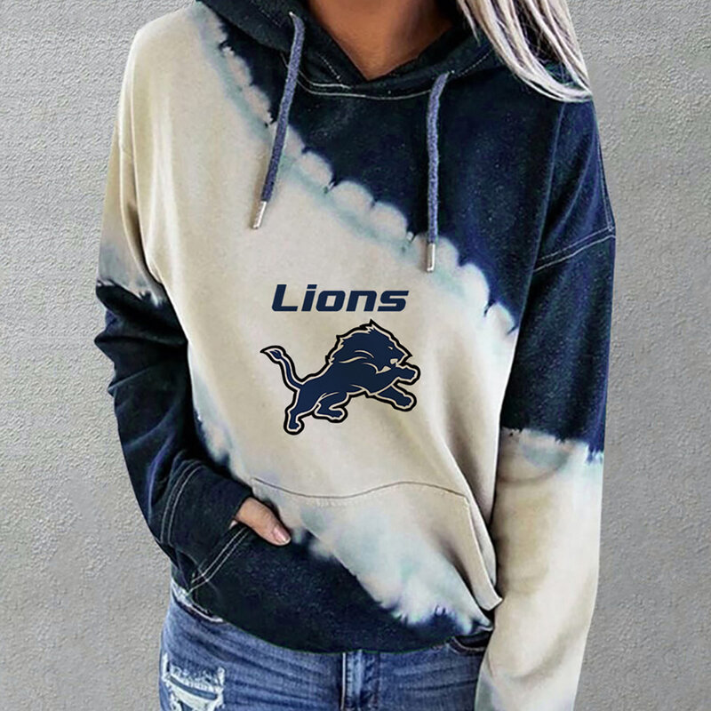 NFL Team logo NJBW NFL Jersey Detroit Lions Heart shape Long sleeve 3d print pullover hoodie for ladies
