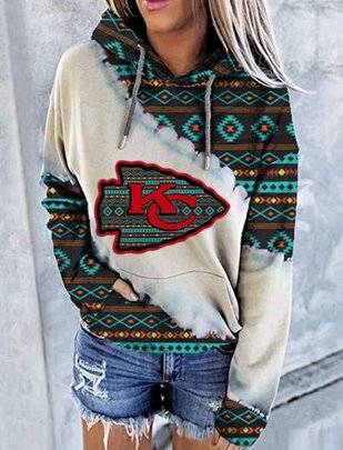 NFL Team logo NJBW NFL Jersey Kansas City Chiefs Heart shape Long sleeve 3d print pullover hoodie for ladies