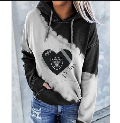 NFL Team logo NJBW NFL Jersey Las Vegas Raiders Heart shape Long sleeve 3d print pullover hoodie for ladies