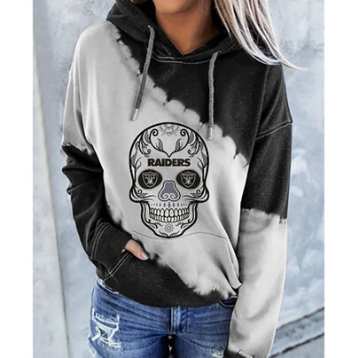 NFL Team logo NJBW NFL Jersey Las Vegas Raiders Skull Heart shape Long sleeve 3d print pullover hoodie for ladies