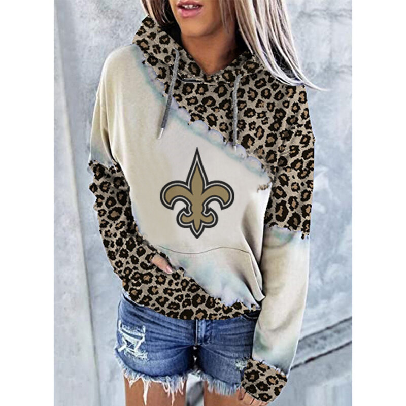 NFL Team logo NJBW NFL Jersey New Orleans Saints Heart shape Long sleeve 3d print pullover hoodie for ladies