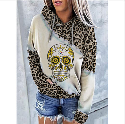 NFL Team logo NJBW NFL Jersey Pittsburgh Steelers Heart shape Long sleeve 3d print pullover hoodie for ladies