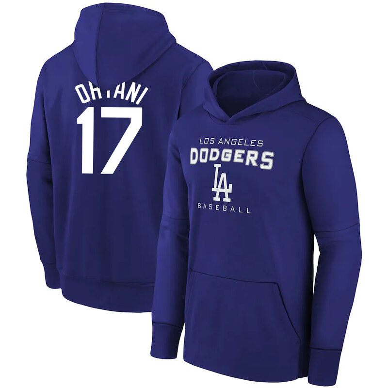 Official Los Angeles Dodgers Shohei Ohtani Gear Team Number 17 Player - Shohei Ohtani long sleeve drawstring hooded sweatshirt for adult