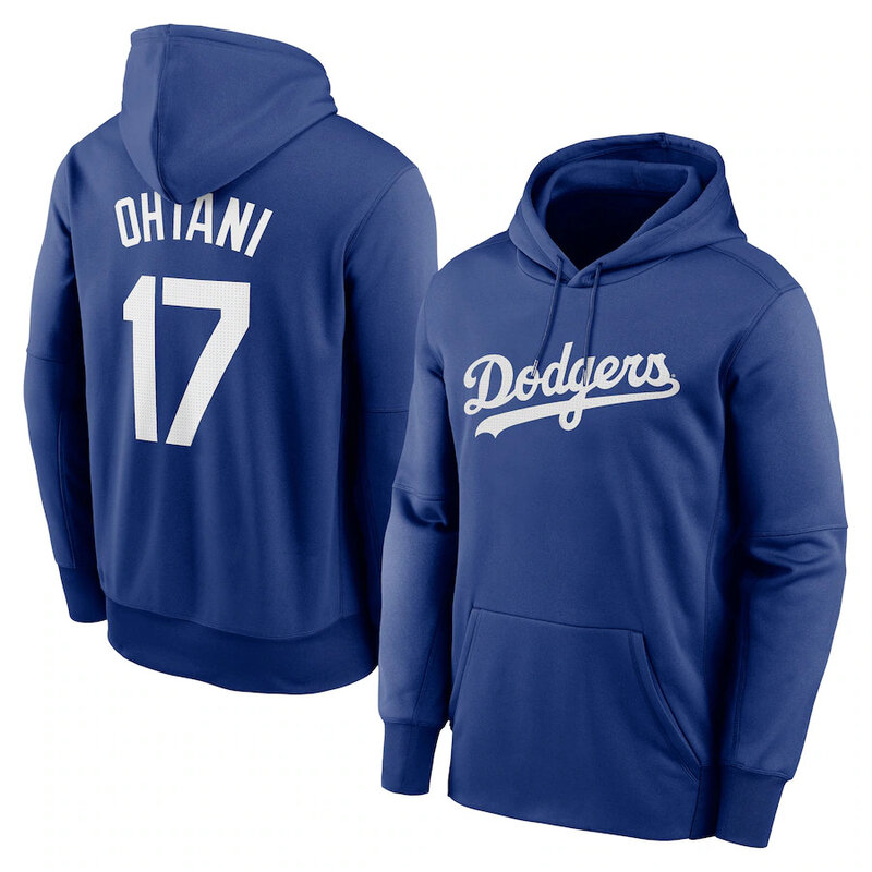 Official Los Angeles Dodgers Shohei Ohtani Gear Team Number 17 Player - Shohei Ohtani long sleeve drawstring hooded sweatshirt for adult