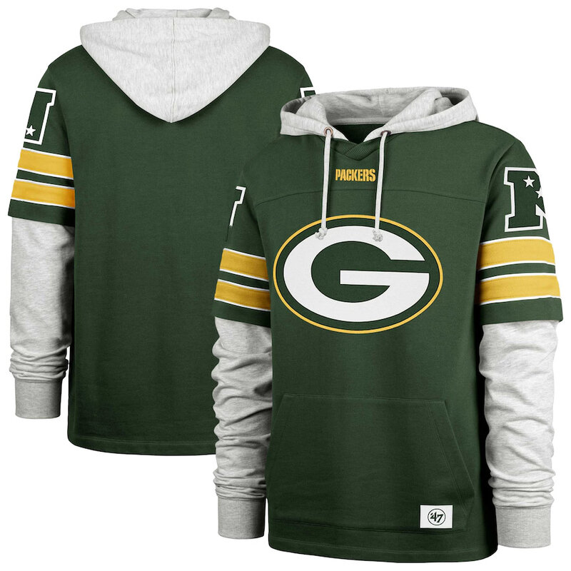 NFL Official licensed merchandise Green Bay Packers Jersey Long Sleeve Hooded Sweatshirt