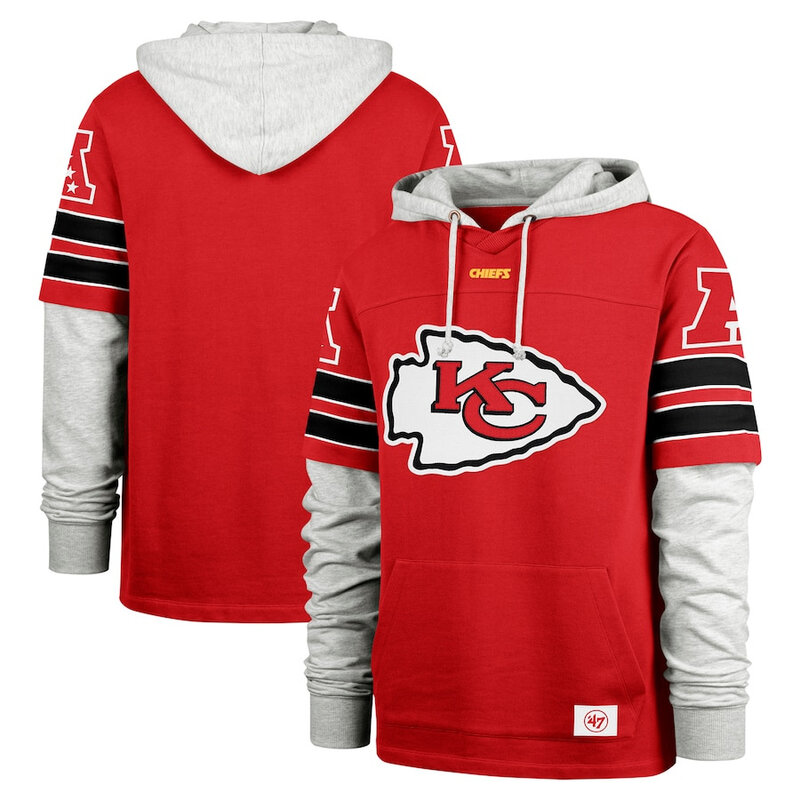 NFL Official licensed merchandise Kansas City Chiefs Jersey Long Sleeve Hooded Sweatshirt