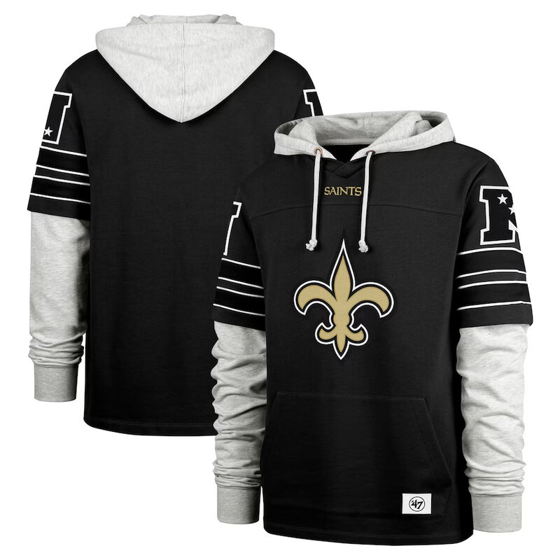 NFL Official licensed merchandise New Orleans Saints Jersey Long Sleeve Hooded Sweatshirt
