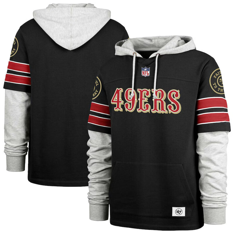 NFL Official licensed merchandise San Francisco 49ers Jersey Long Sleeve Hooded Sweatshirt