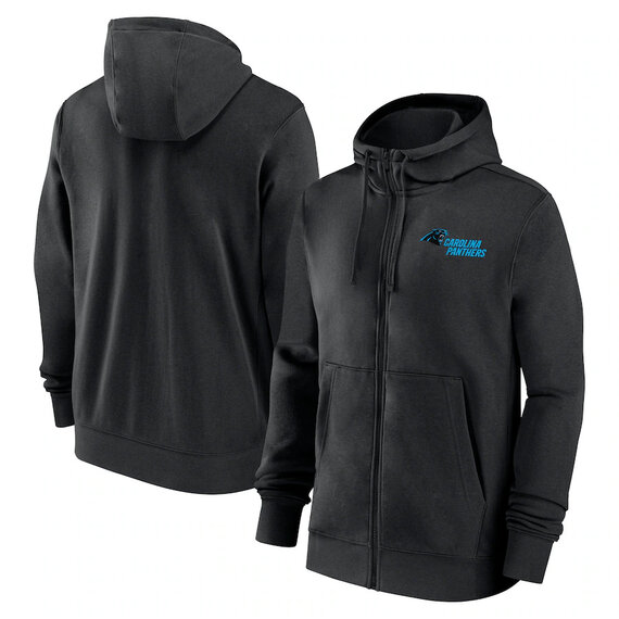 classic NFL fan footwear Carolina Panthers team logo 3D print zip-up hoodie with two front pockets