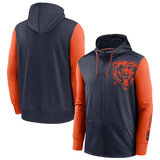 NFL classic Football wear Splicing color Chicago Bears team logo 3D graphic full zip up hoodie drawstring 2 front pouch