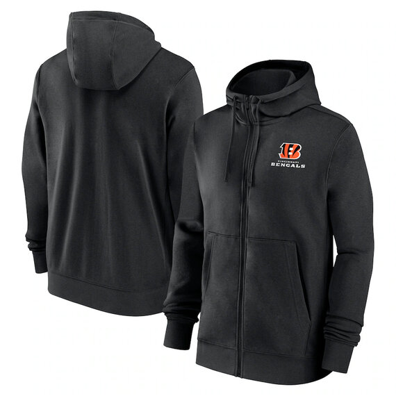 classic NFL fan footwear Cincinnati Bengals team logo 3D print zip-up hoodie with two front pockets