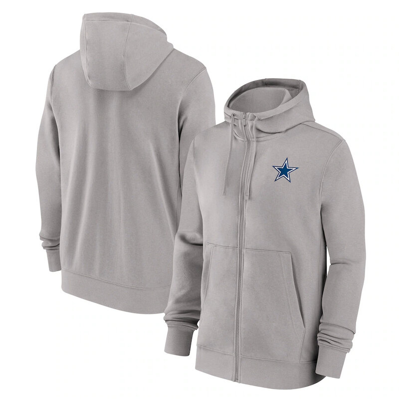 classic NFL fan footwear Dallas Cowboys team logo 3D print zip-up hoodie with two front pockets