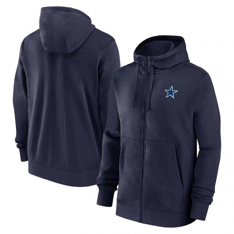 classic NFL fan footwear Dallas Cowboys team logo 3D print zip-up hoodie with two front pockets