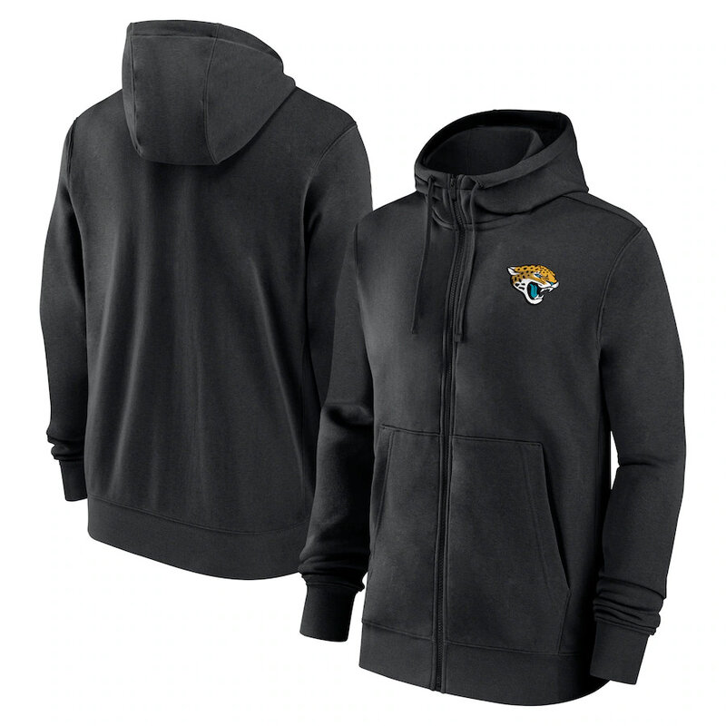classic NFL fan footwear Jacksonville Jaguars team logo 3D print zip-up hoodie with two front pockets