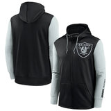 NFL classic Football wear Splicing color Las Vegas Raiders team logo 3D graphic full zip up hoodie drawstring 2 front pouch